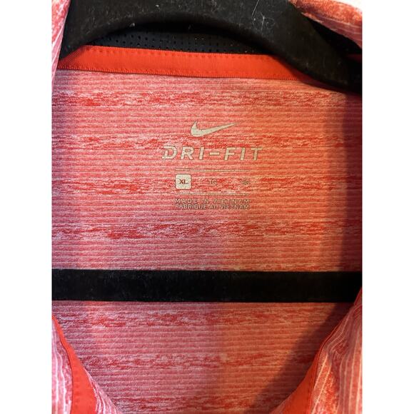 Nike Polo Shirt Mens XL Red Striped Casual Golf Rugby Performance Dri Fit Preppy - Picture 5 of 6